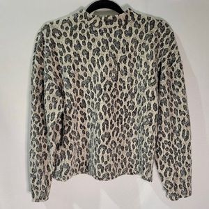 Zara Cheetah Animal Print Mock Turtleneck Lightweight Sweater
